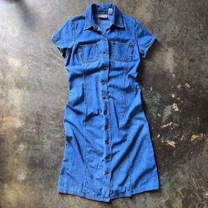 Vintage Liz Claiborne Petites 100% Cotton Denim Dress